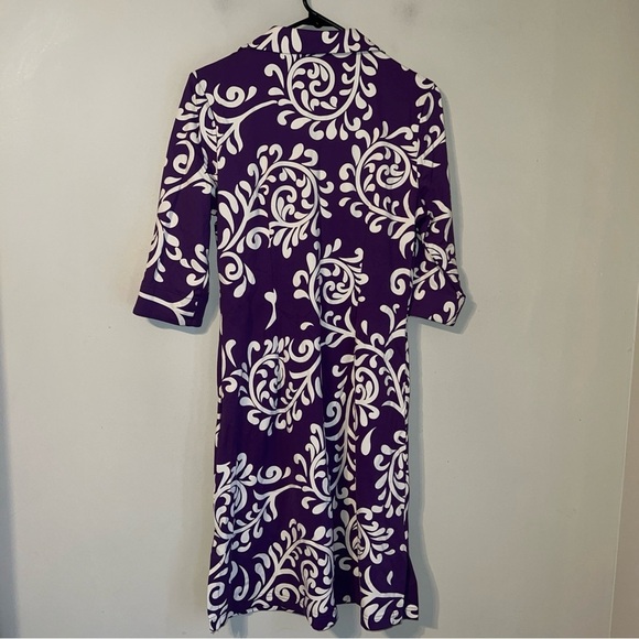 J. McLaughlin Catalina Sheath Dress Size small Purple Cream Collared V Neck - Picture 4 of 4